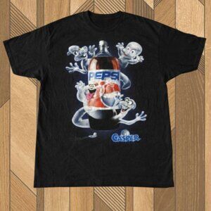 Casper Pepsi 2 Liter Ghost Halloween Blue 90s Promo Movie TShirt
